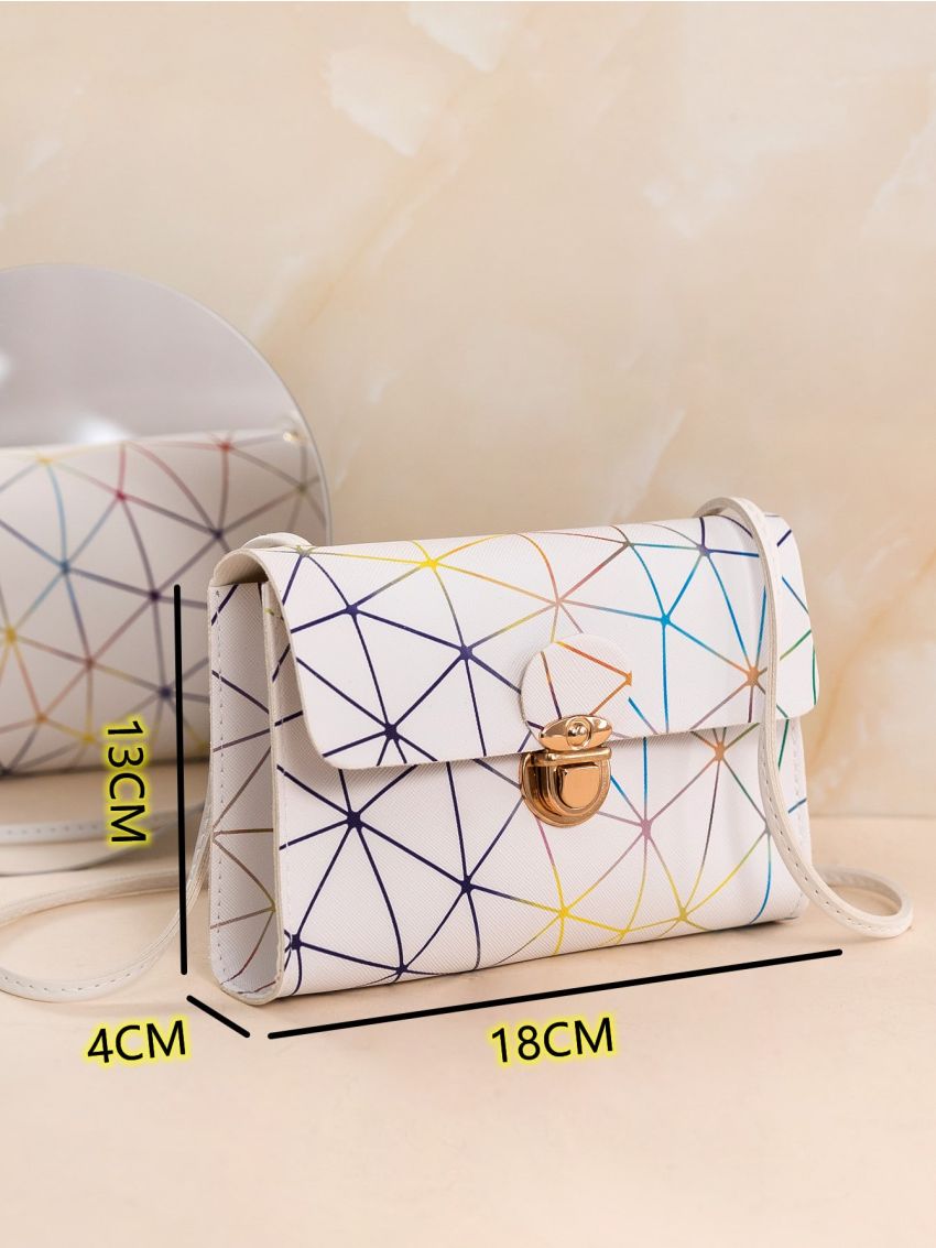Mini Geometric Graphic Push Lock Shoulder Bag