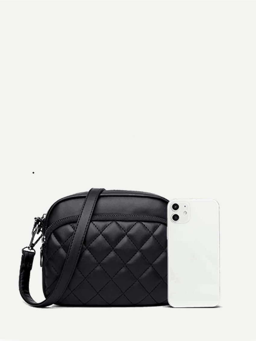 Mini Double Pocket Quilted Crossbody Bag