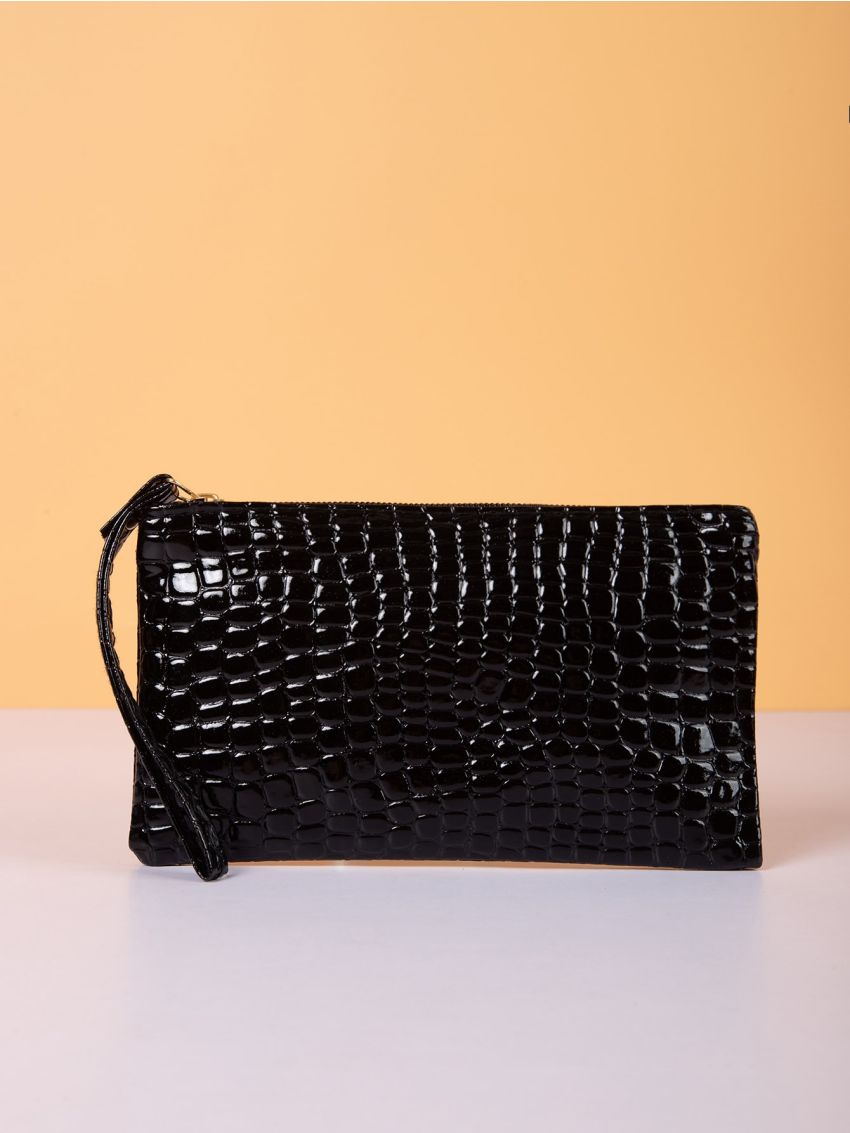 Mini Croc Embossed Clutch Bag