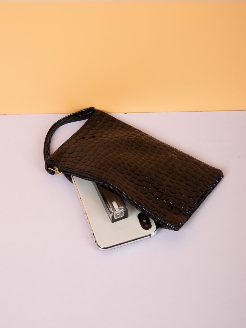 Mini Croc Embossed Clutch Bag