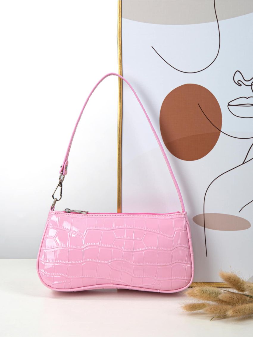 Croc Embossed Baguette Bag