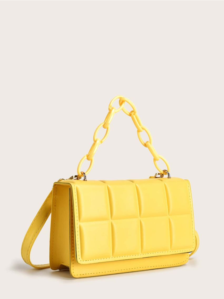 Mini Minimalist Square Embossed Chain Satchel Bag