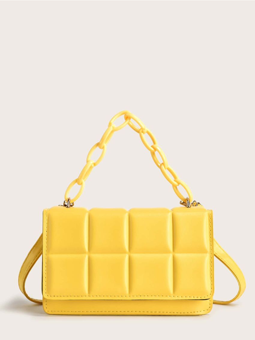 Mini Minimalist Square Embossed Chain Satchel Bag