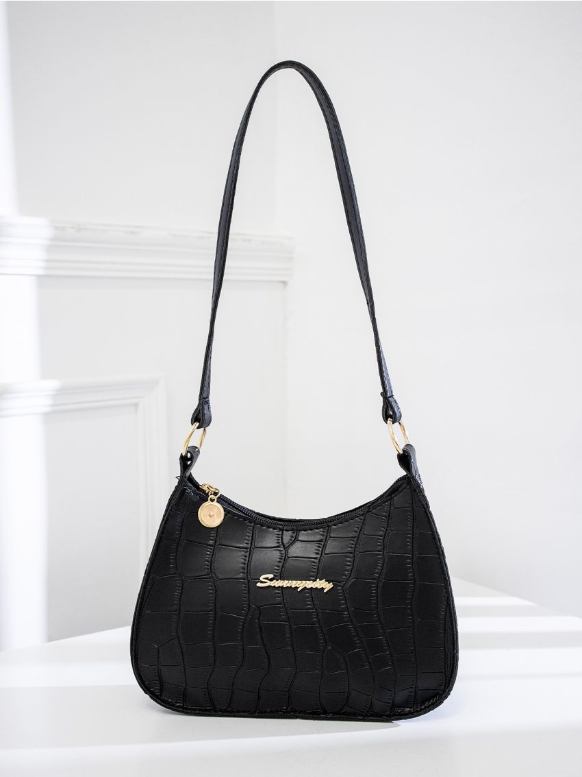 Croc Embossed Baguette Bag