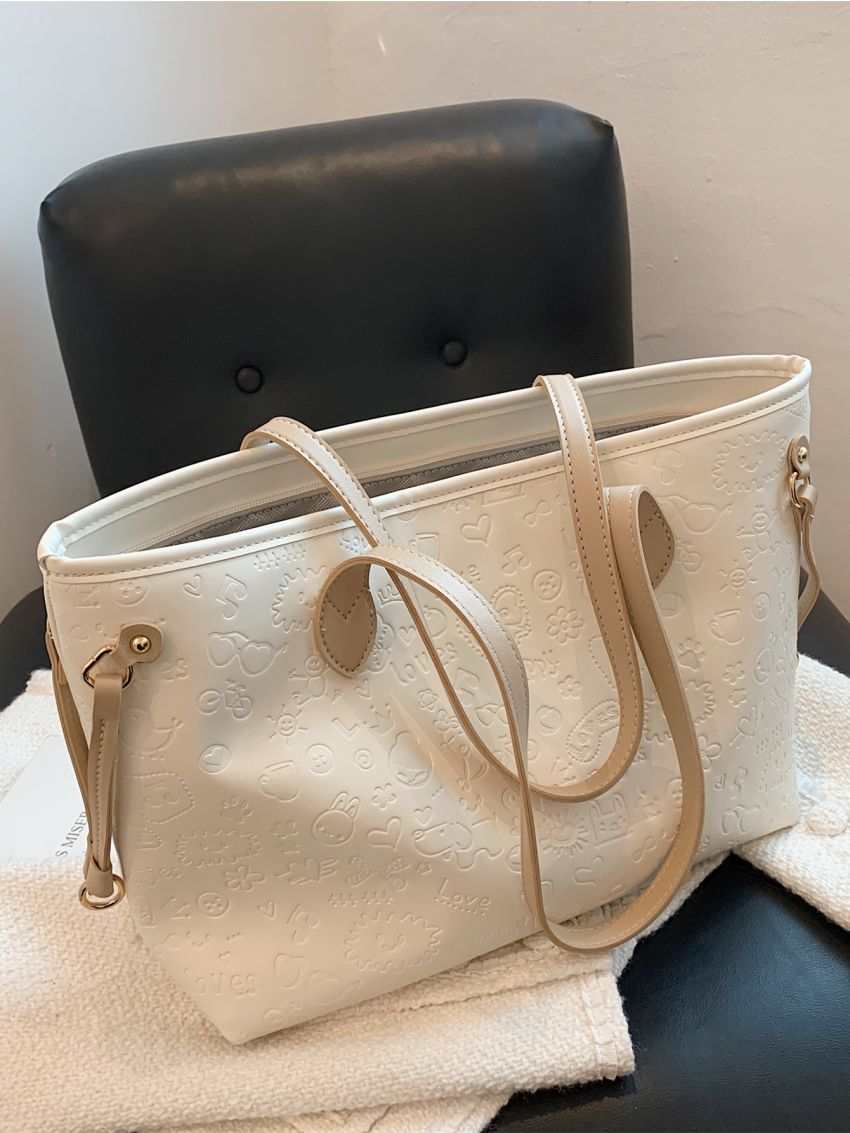 Cartoon Embossed Large Capacity Tote Bag