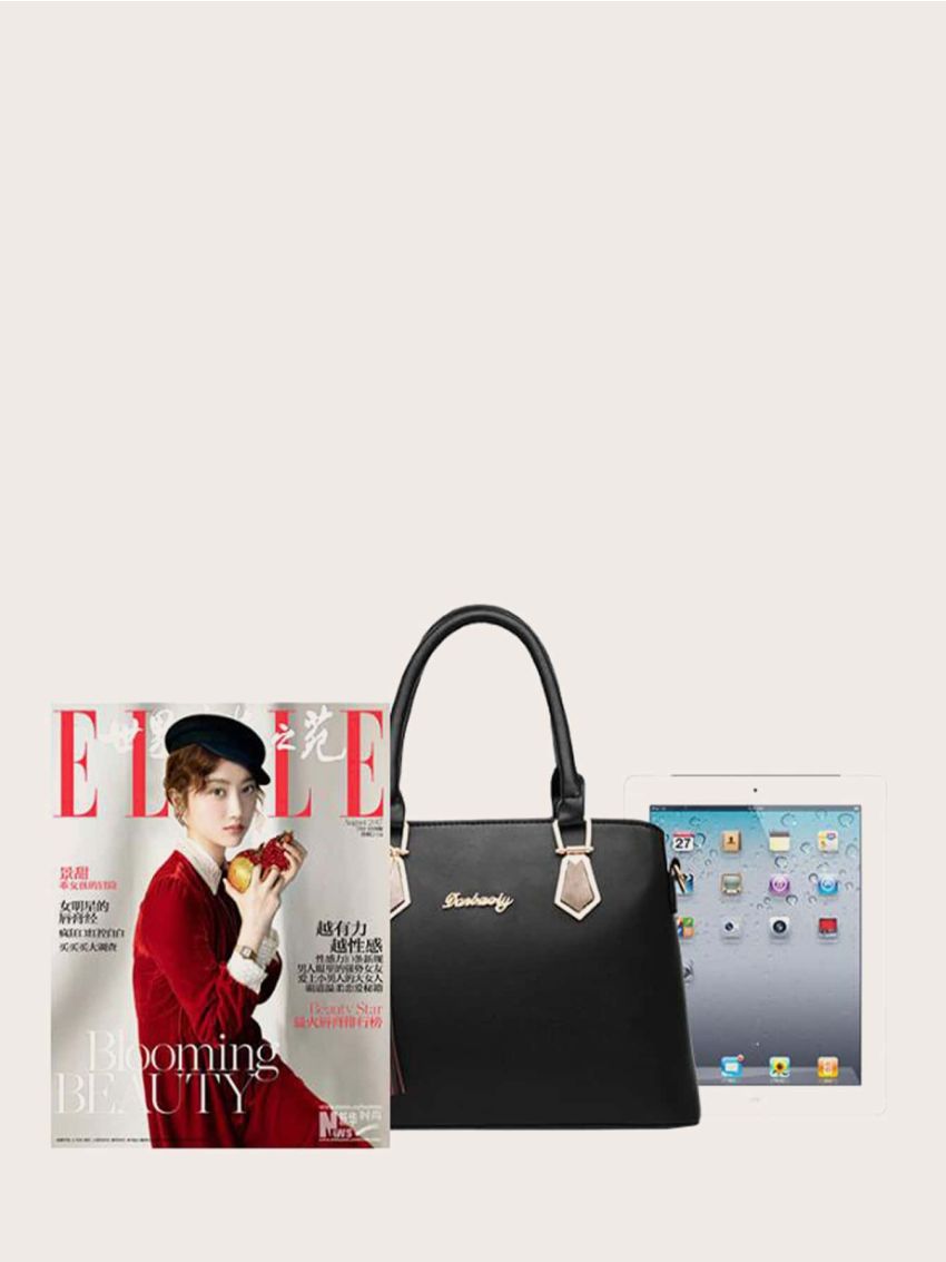 Minimalist Tassel & Metal Decor Tote Bag Set