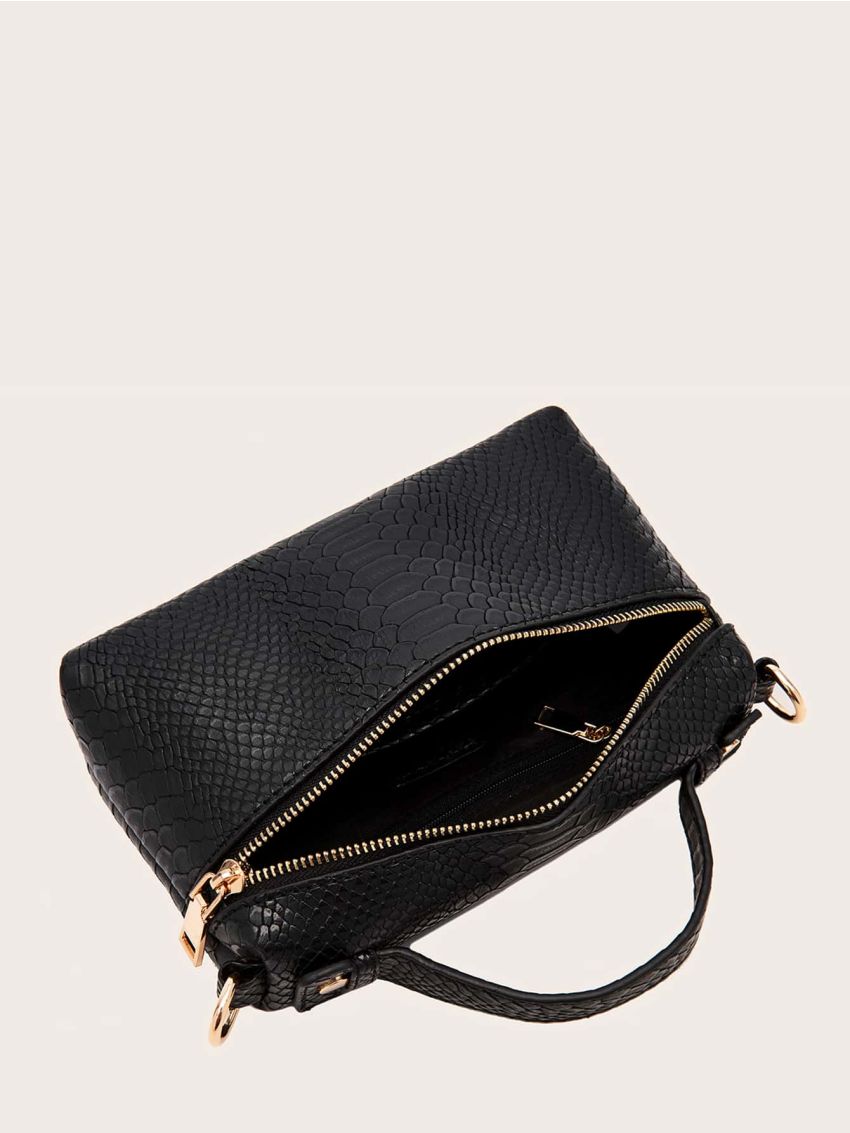 Twilly Scarf Decor Snakeskin Chain Satchel Bag