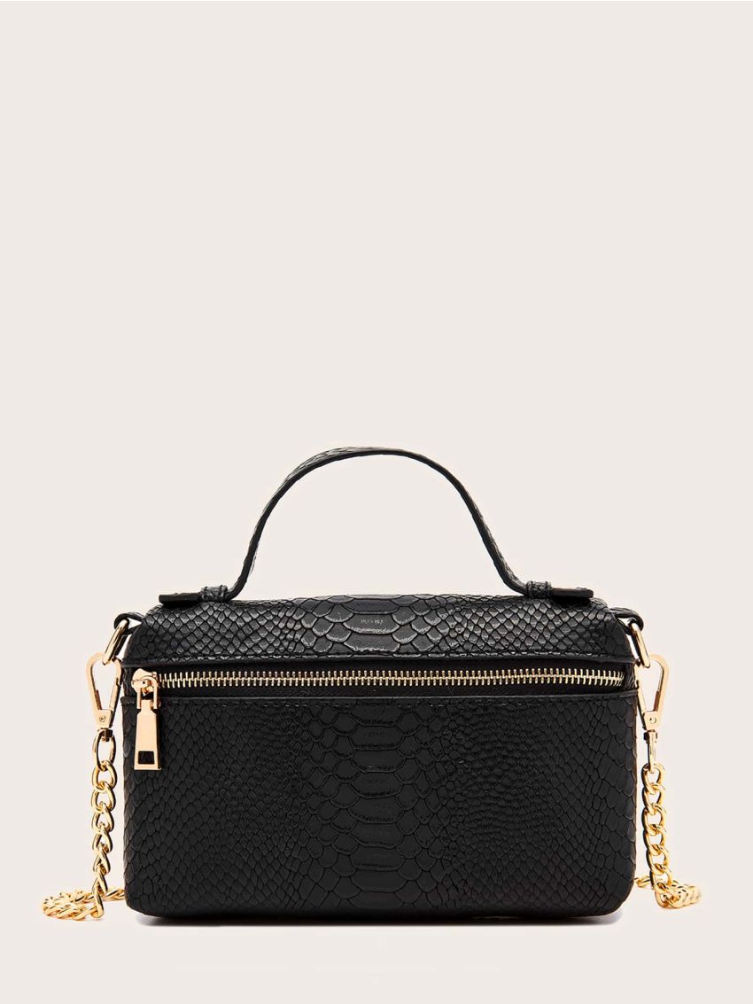Twilly Scarf Decor Snakeskin Chain Satchel Bag