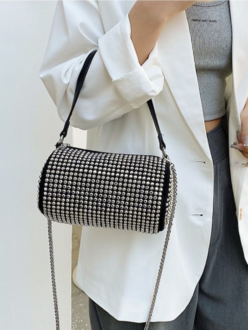 Rhinestone Decor Bucket Bag