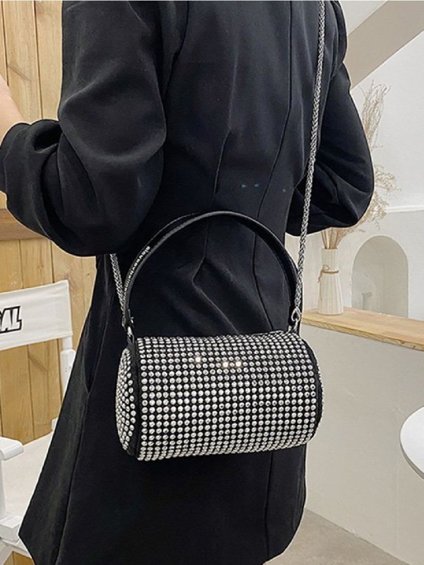 Rhinestone Decor Bucket Bag