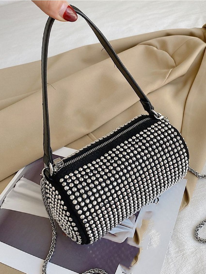 Rhinestone Decor Bucket Bag