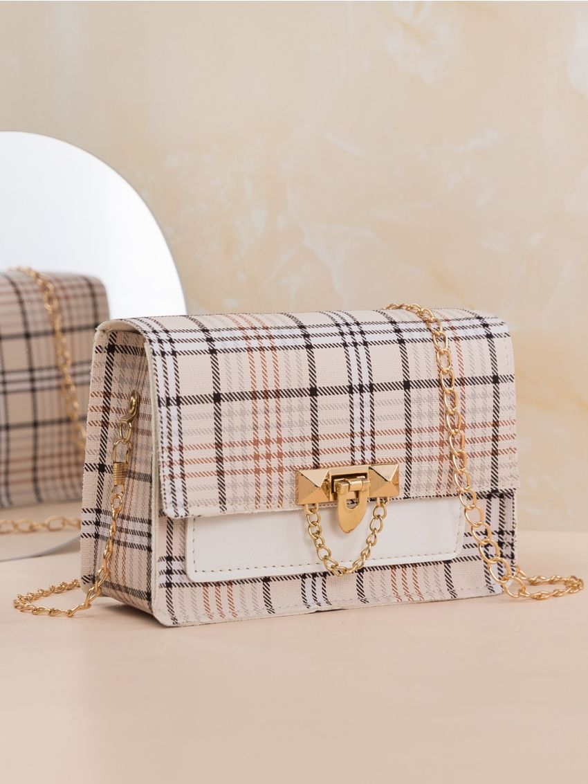 Mini Tartan Flap Chain Crossbody Bag