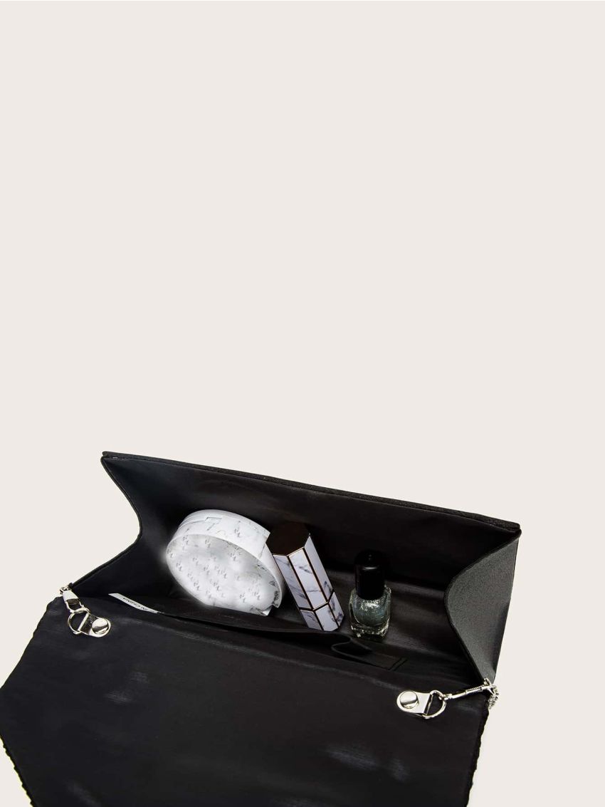 Rhinestone Decor Chain Flap Square Bag