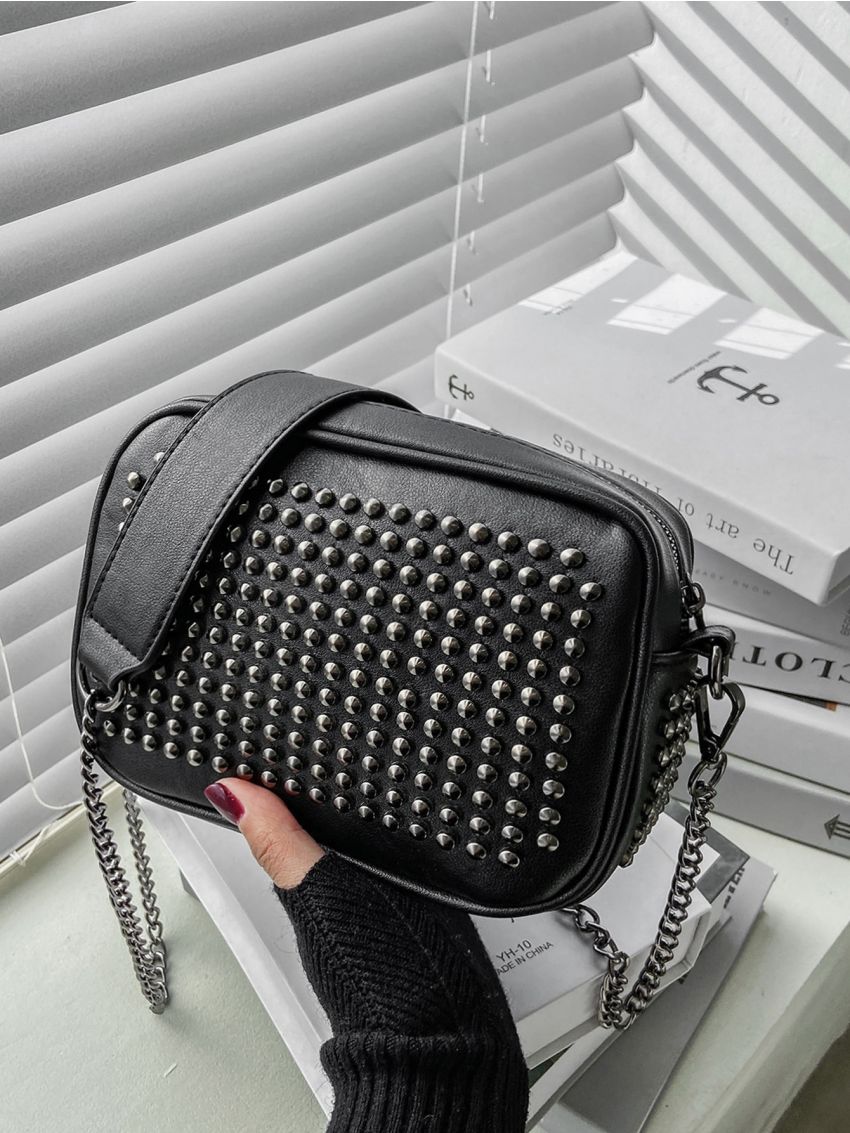 Mini Minimalist Studded Decor Square Bag