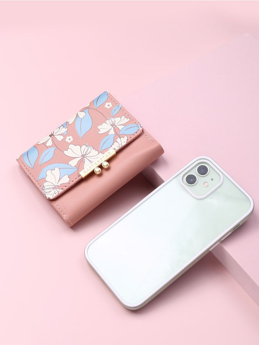 Floral Pattern Fold Small Wallet