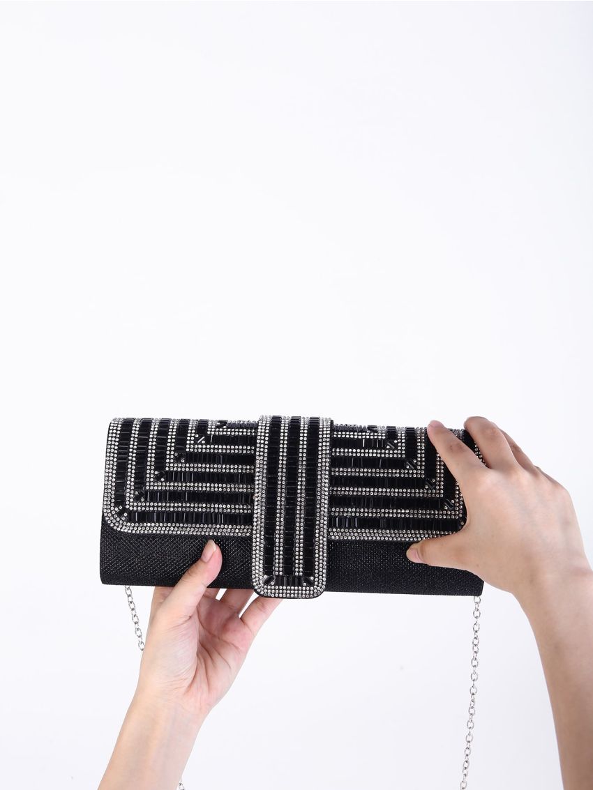 Rhinestone Decor Chain Evening Bag