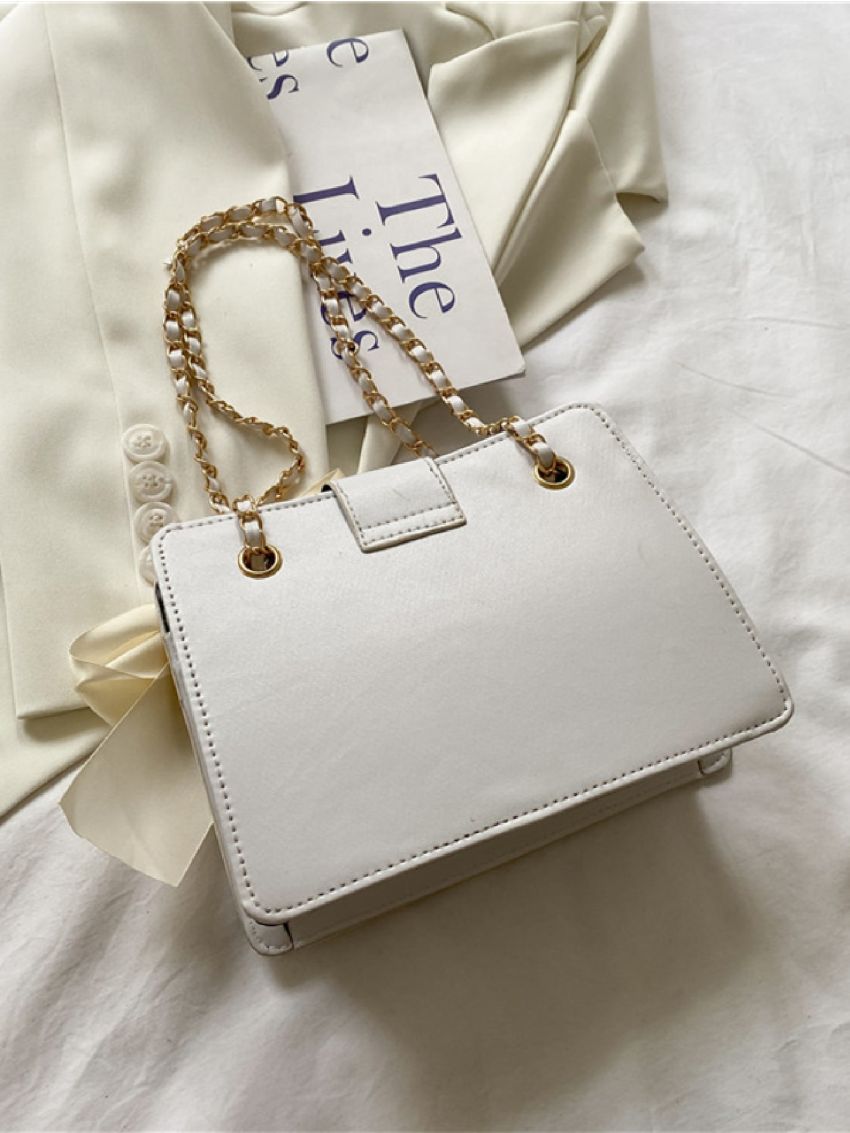 Mini Bow Decor Quilted Chain Shoulder Bag