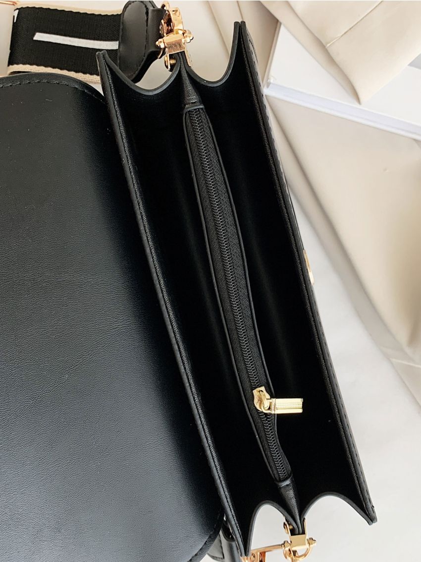 Studded Decor Flap Square Bag