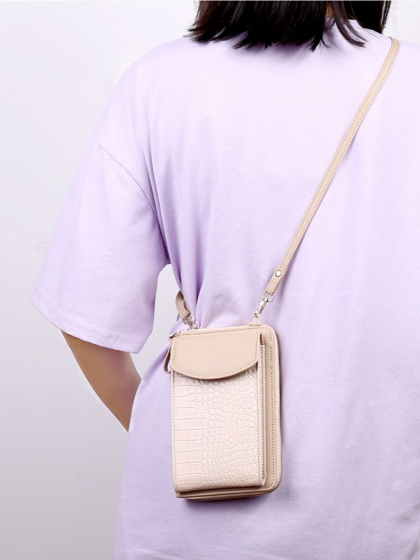 Mini Minimalist Croc Embossed Crossbody Bag