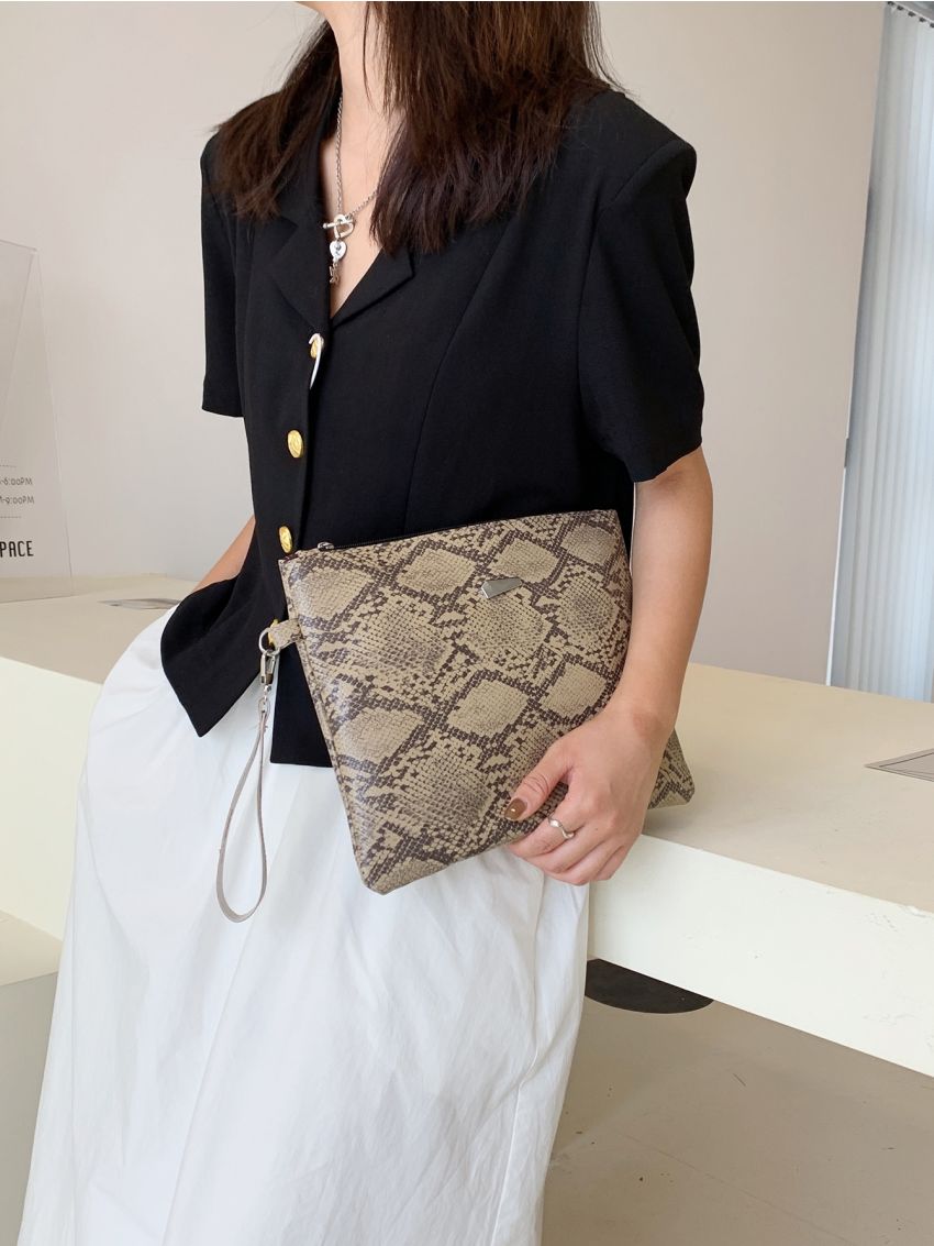 Snakeskin Pattern Clutch Bag
