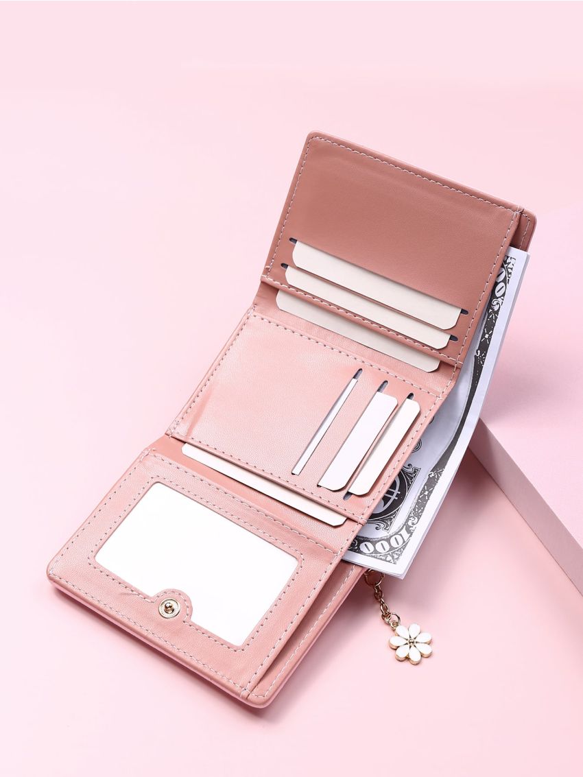 Minimalist Flower Decor Fold Small Wallet