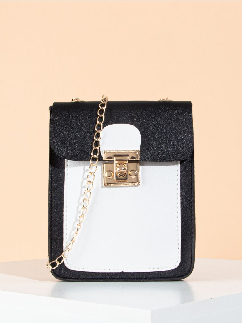 Two Tone Flap Square Bag