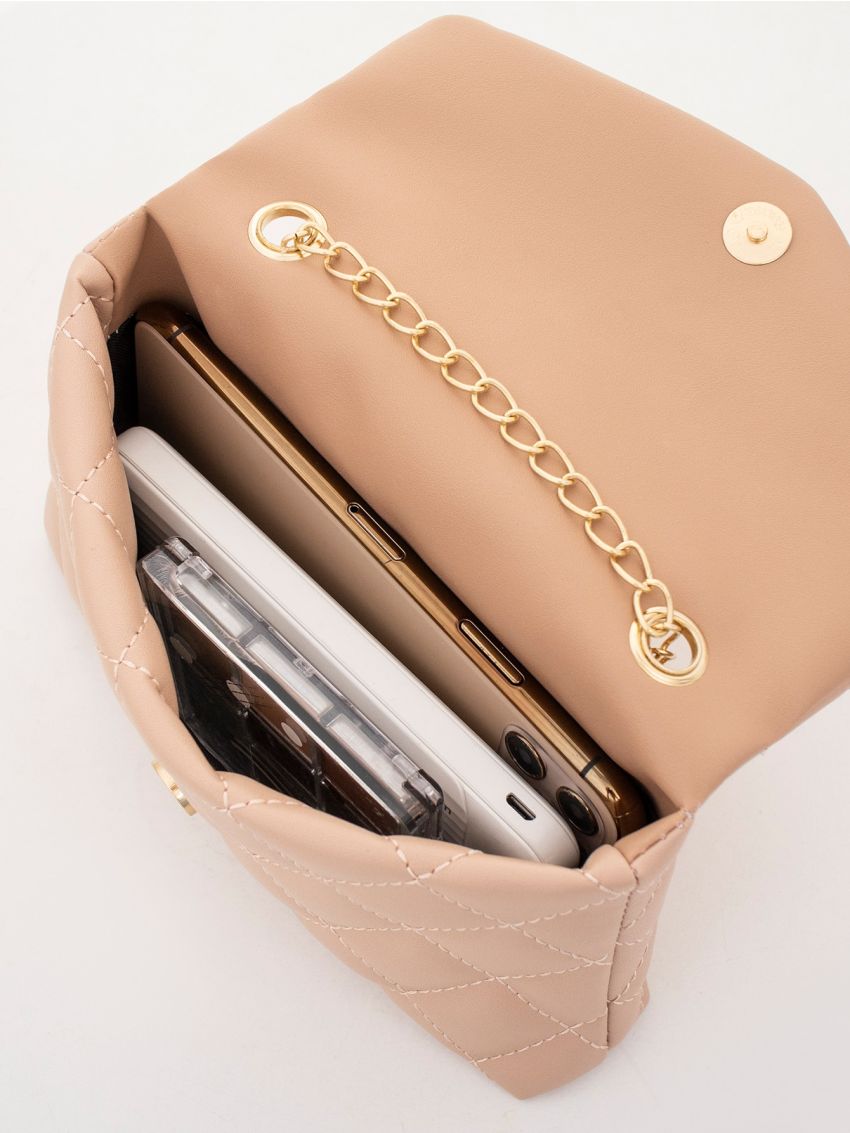 Mini Geometric Quilted Chain Crossbody Bag