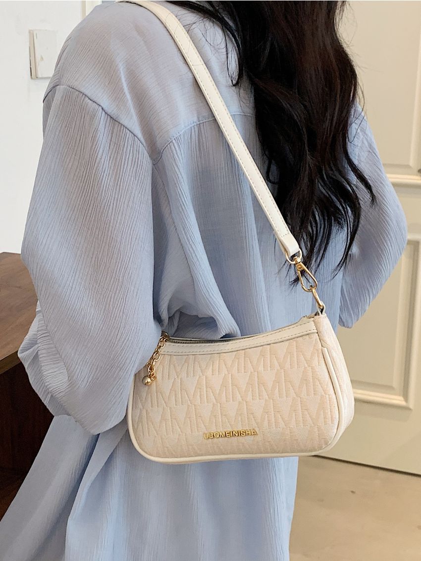 Mini Letter Graphic Chain Baguette Bag