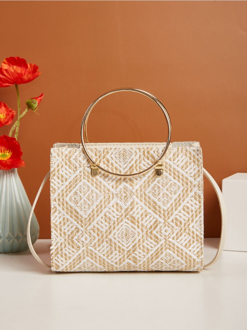 Mini Minimalist Ring Handle Vacation Straw Bag