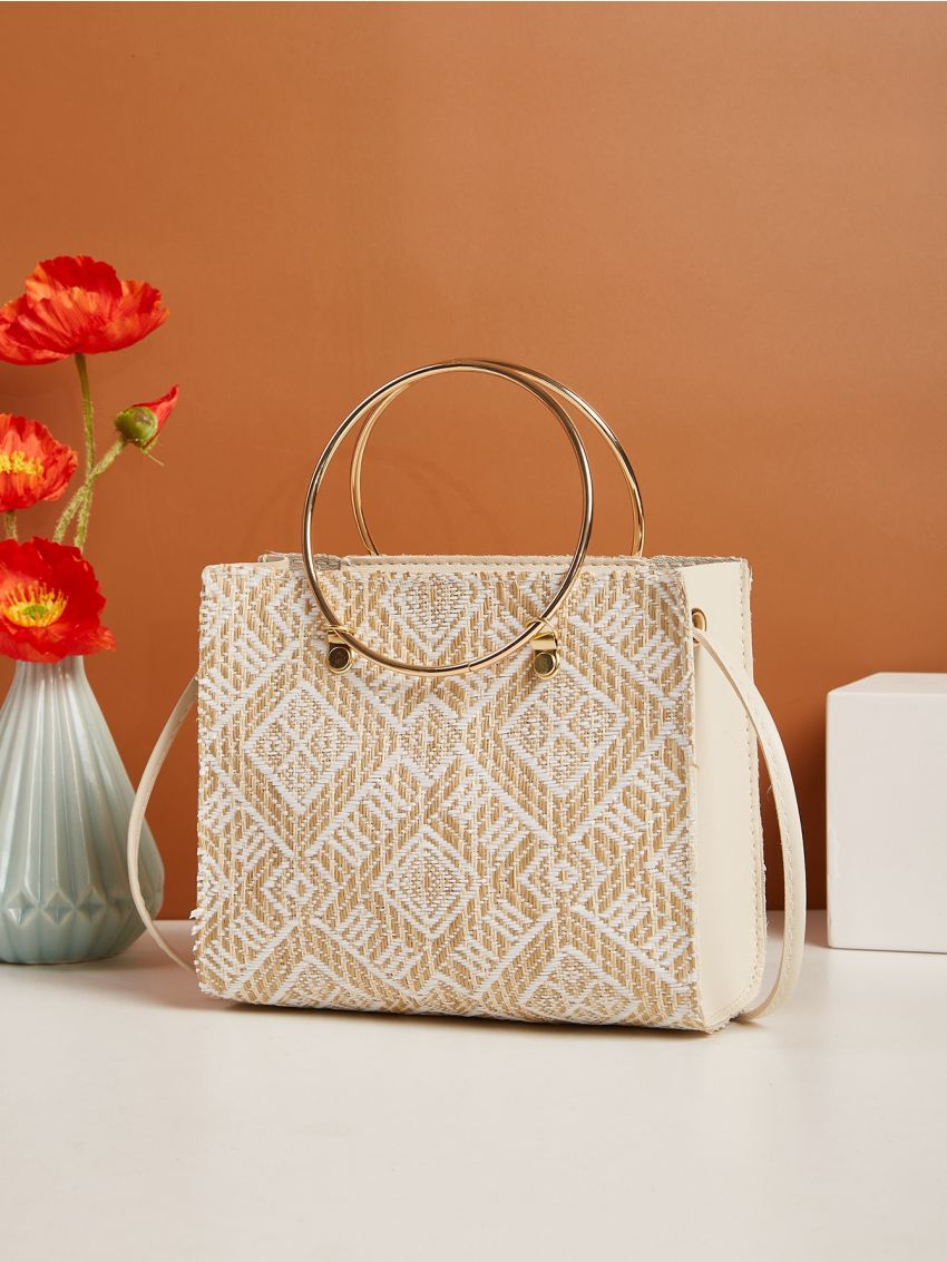 Mini Minimalist Ring Handle Vacation Straw Bag