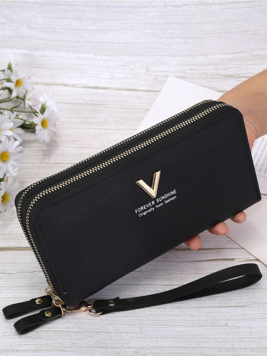 Metal Decor Long Wallet