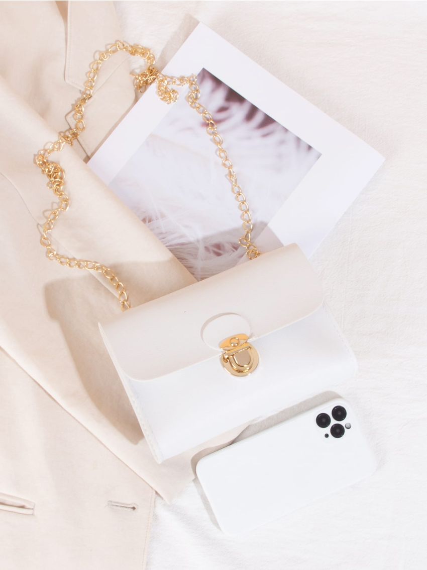 Mini Minimalist Push Lock Chain Crossbody Bag