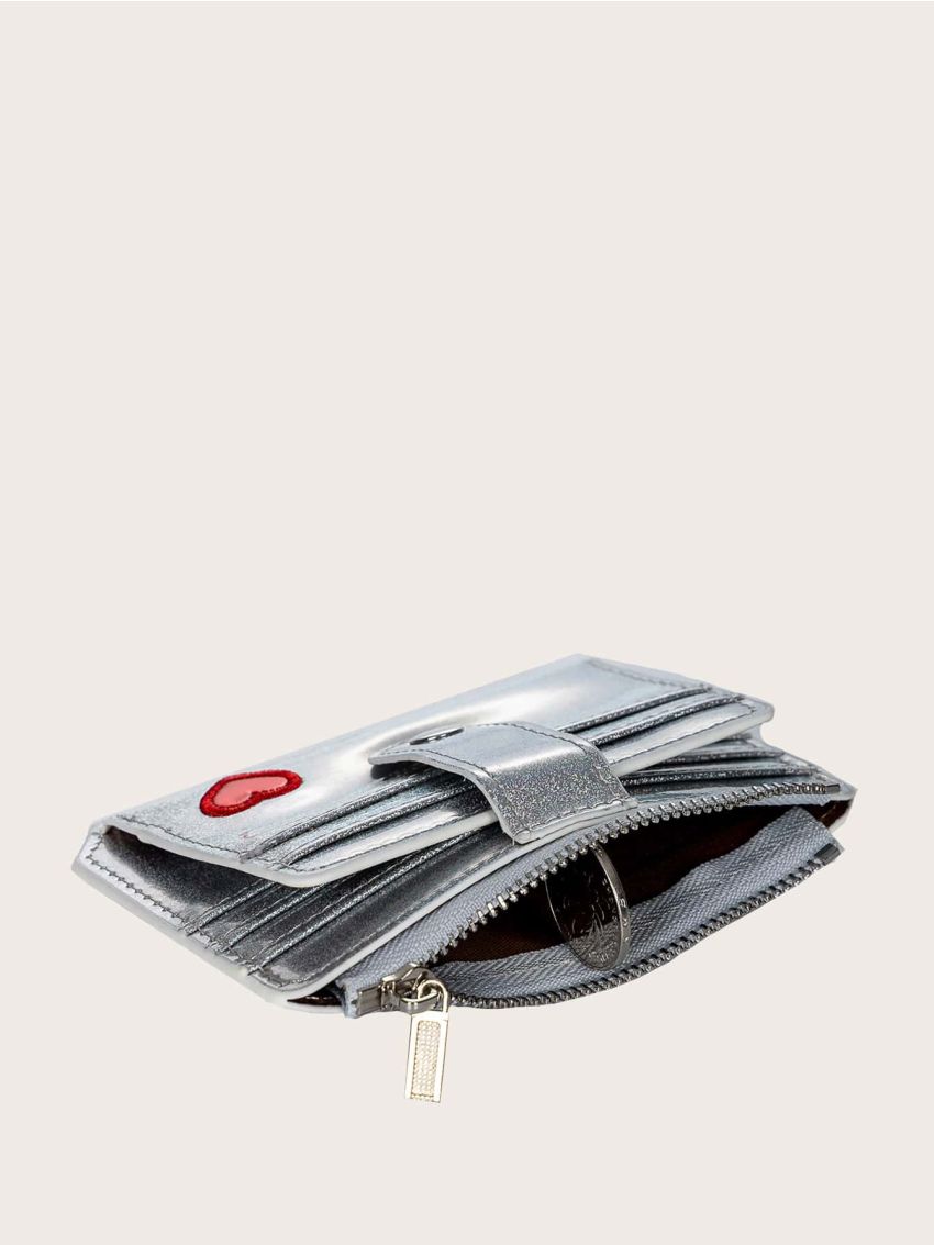 Glitter Snap Button Purse With Card Holder