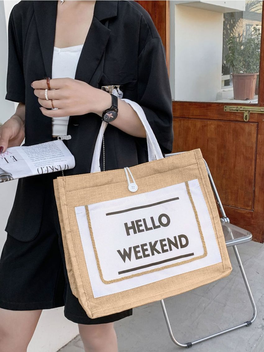 Letter Graphic Tote Bag