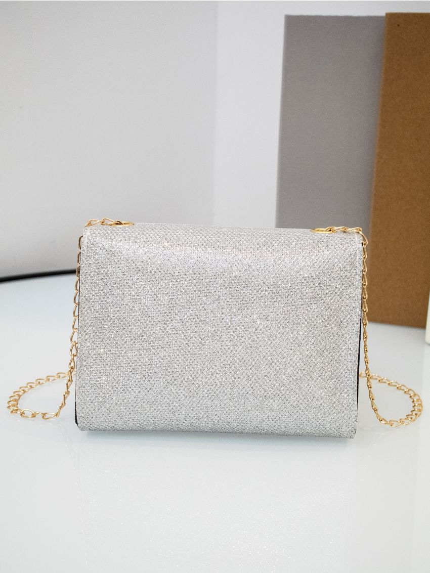 Mini Minimalist Twist Lock Chain Glitter Crossbody Bag