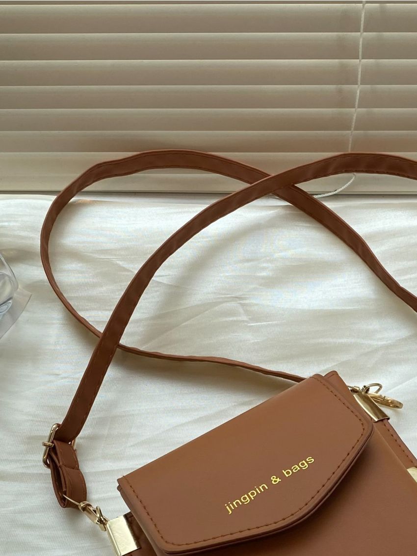 Mini Metal Decor Letter Graphic Flap Square Bag