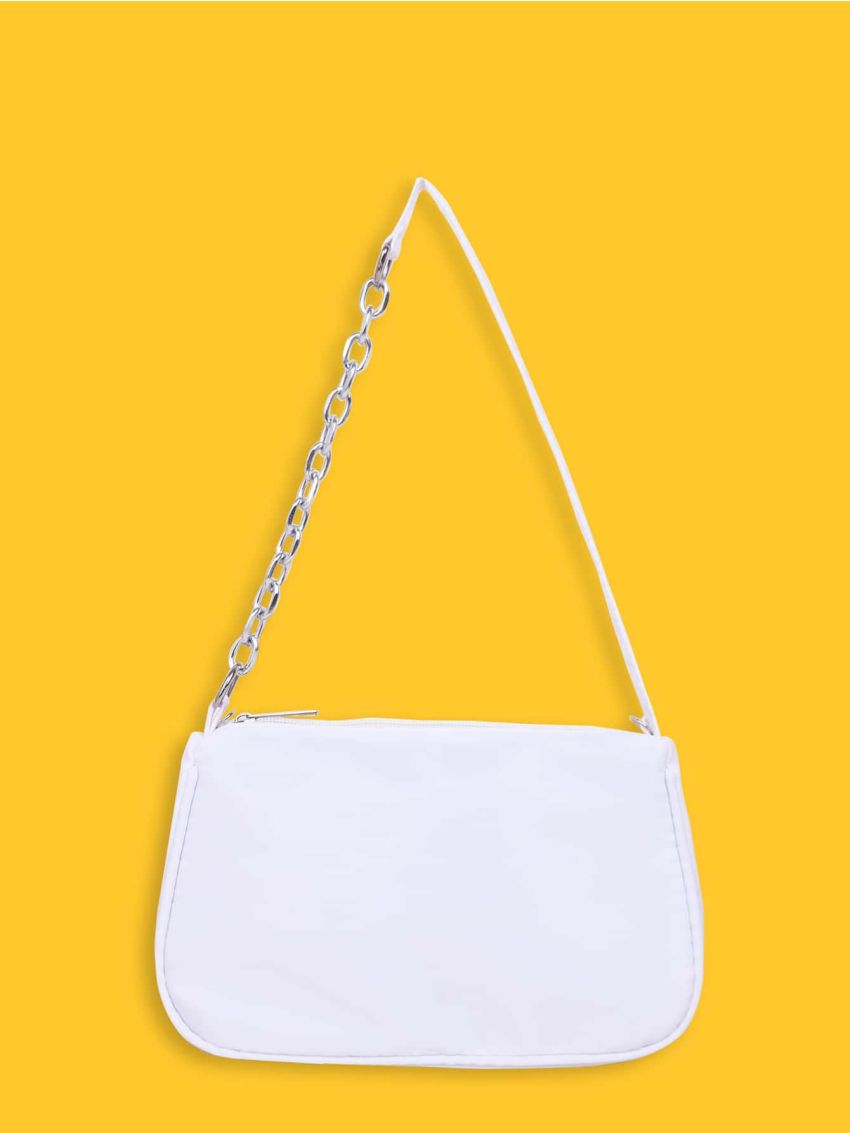 Metal Butterfly Decor Baguette Bag