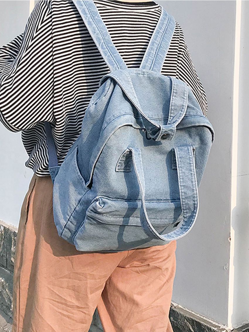 Pocket Front Denim Backpack