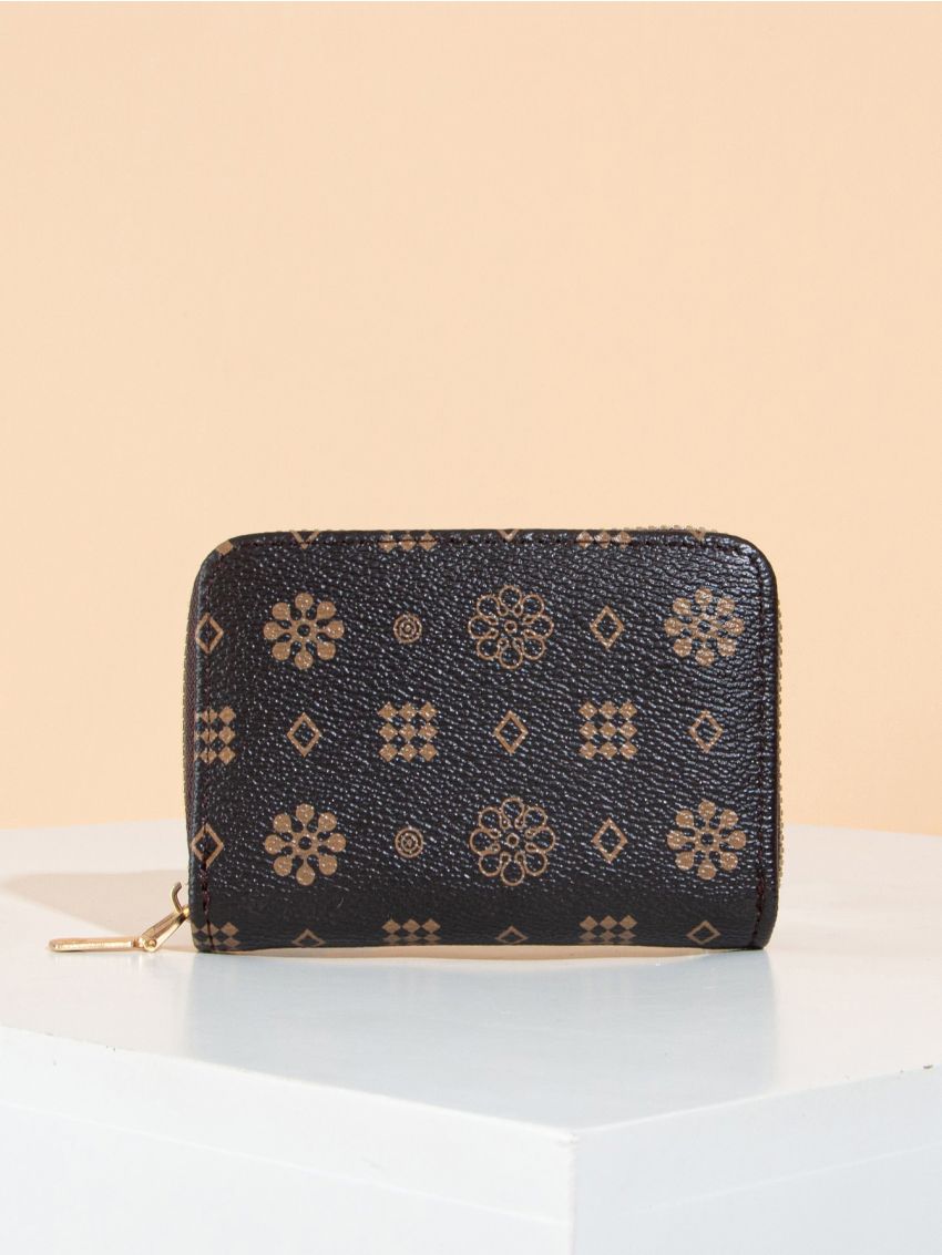 Floral Pattern Zip Around Purse