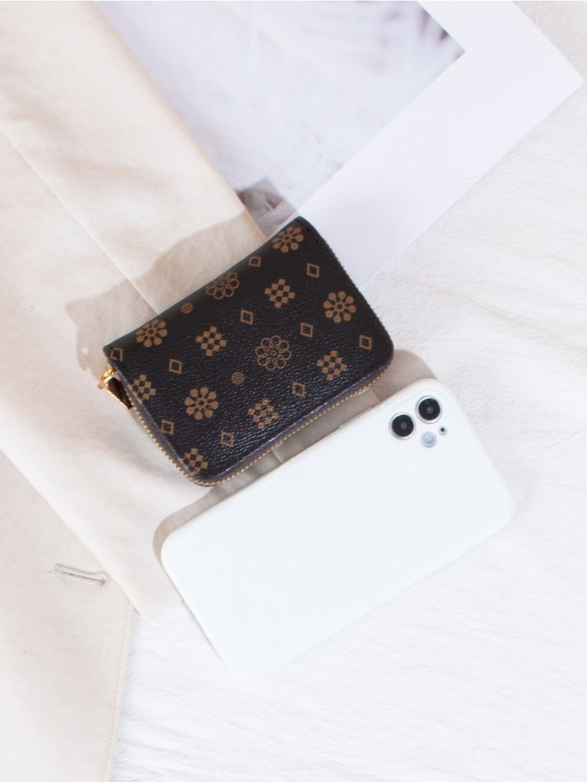 Floral Pattern Zip Around Purse