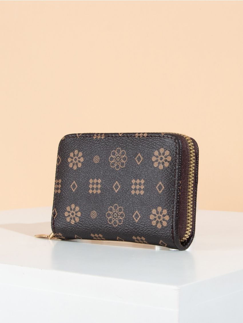 Floral Pattern Zip Around Purse