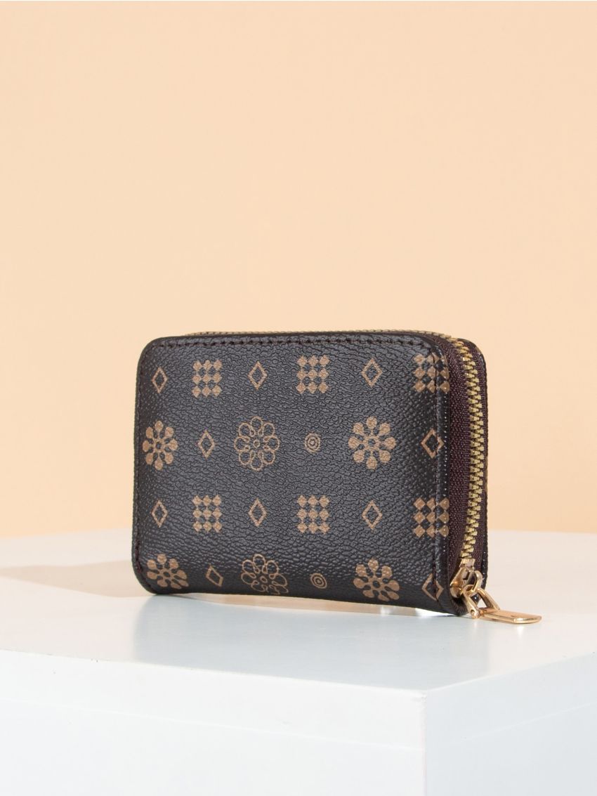 Floral Pattern Zip Around Purse