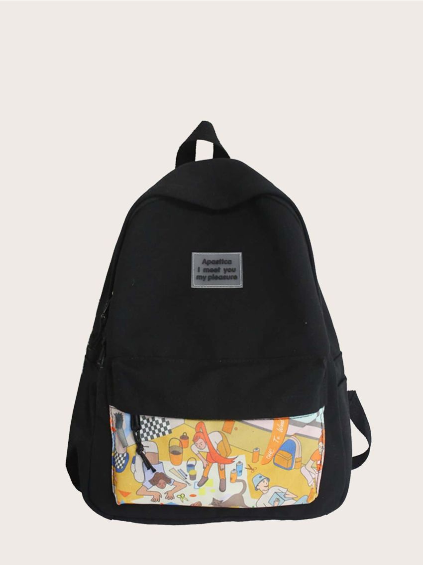 Cartoon Graphic Knot Decor Backpack