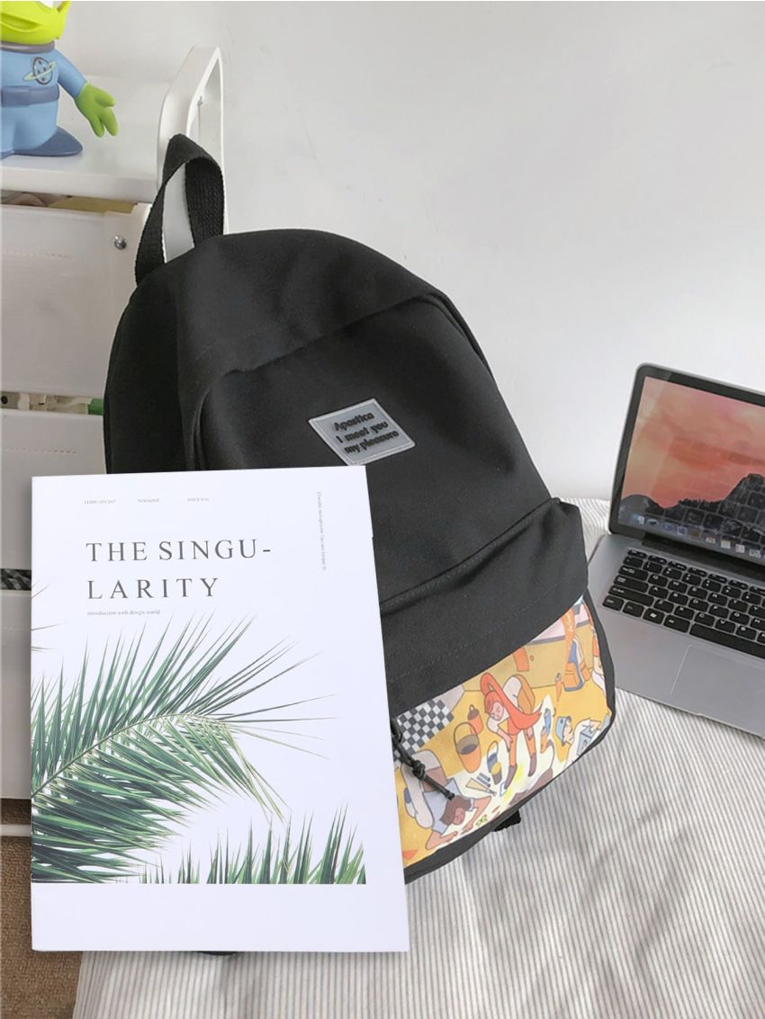 Cartoon Graphic Knot Decor Backpack