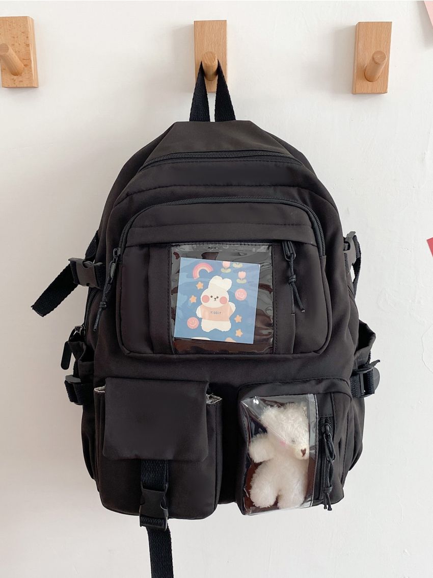 Cartoon Decor Pocket Front Backpack