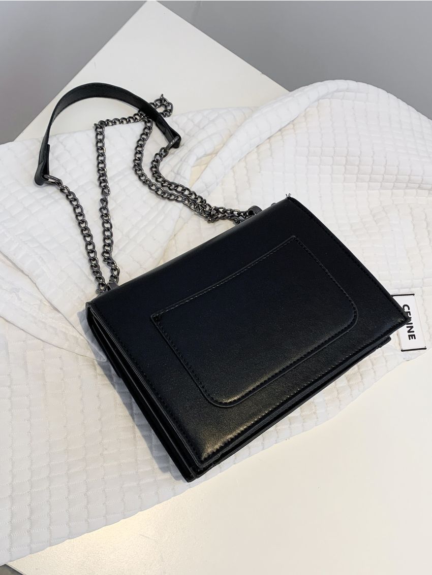 Studded Decor Flap Chain Shoulder Bag