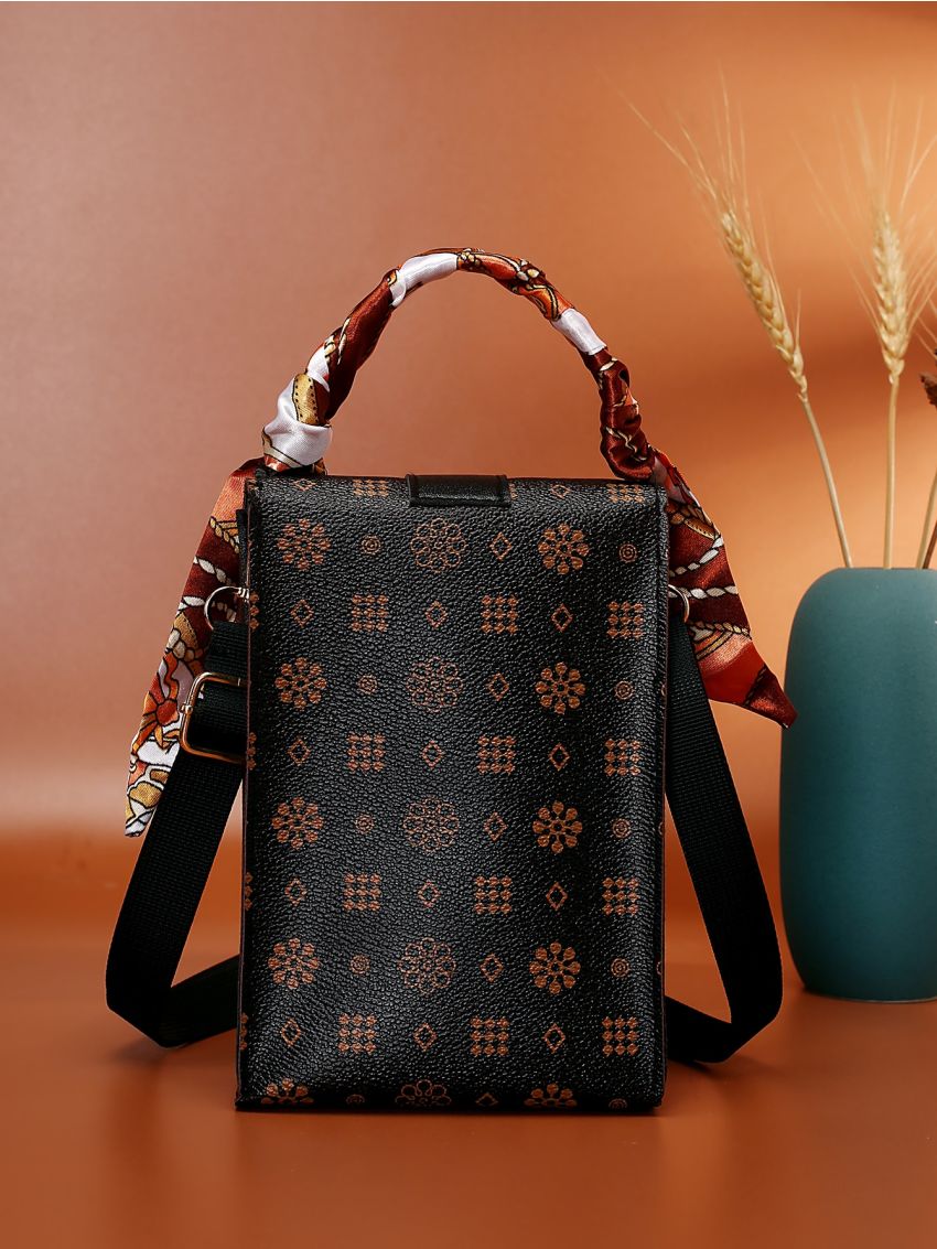 Mini Geo Graphic Push Lock Satchel Bag