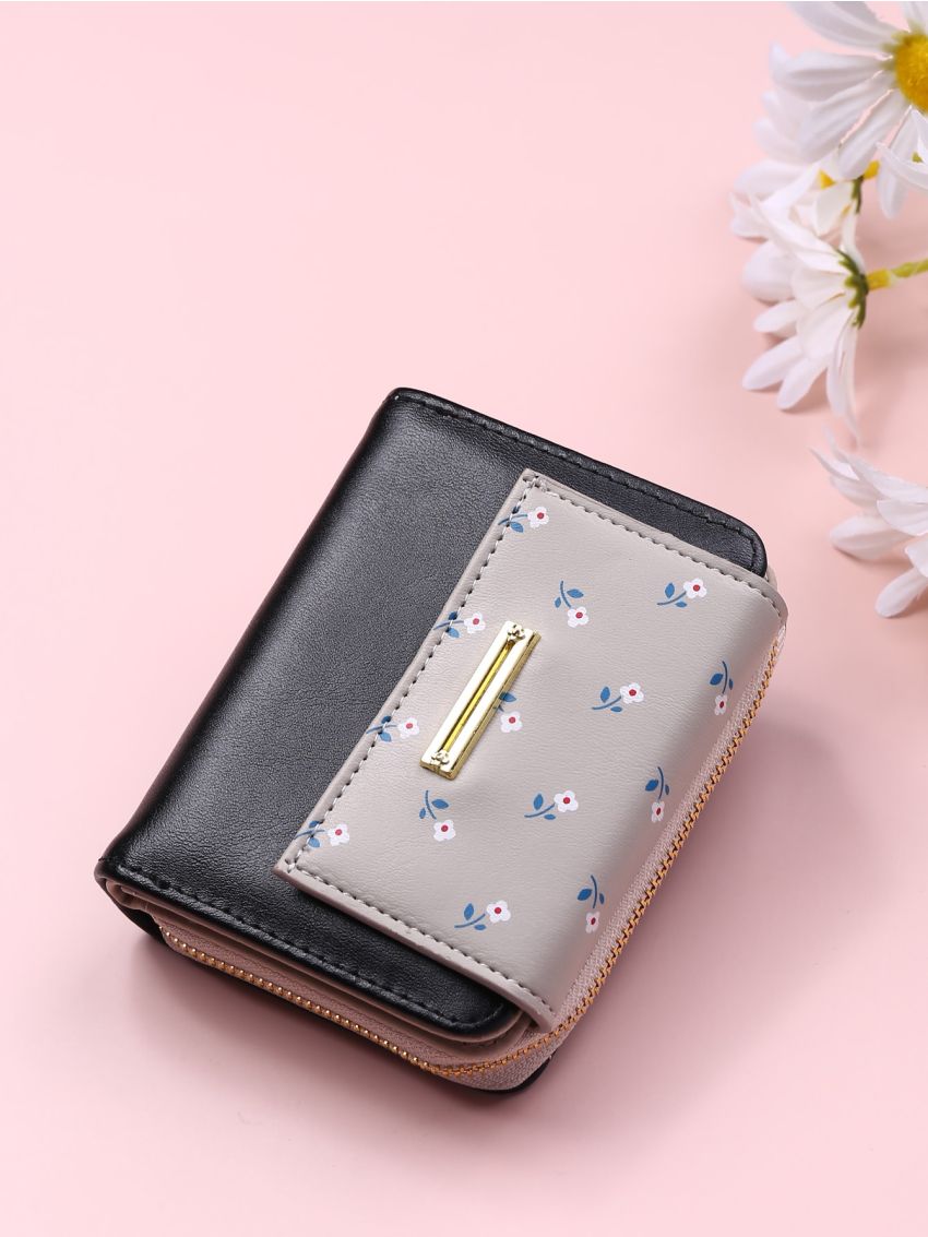 Floral Pattern Fold Small Wallet