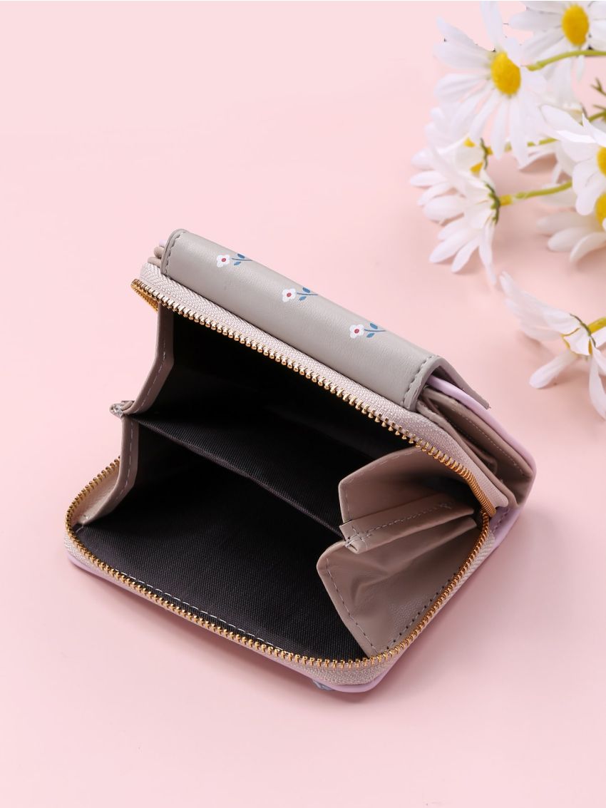 Flower Detail Flap Small Wallet