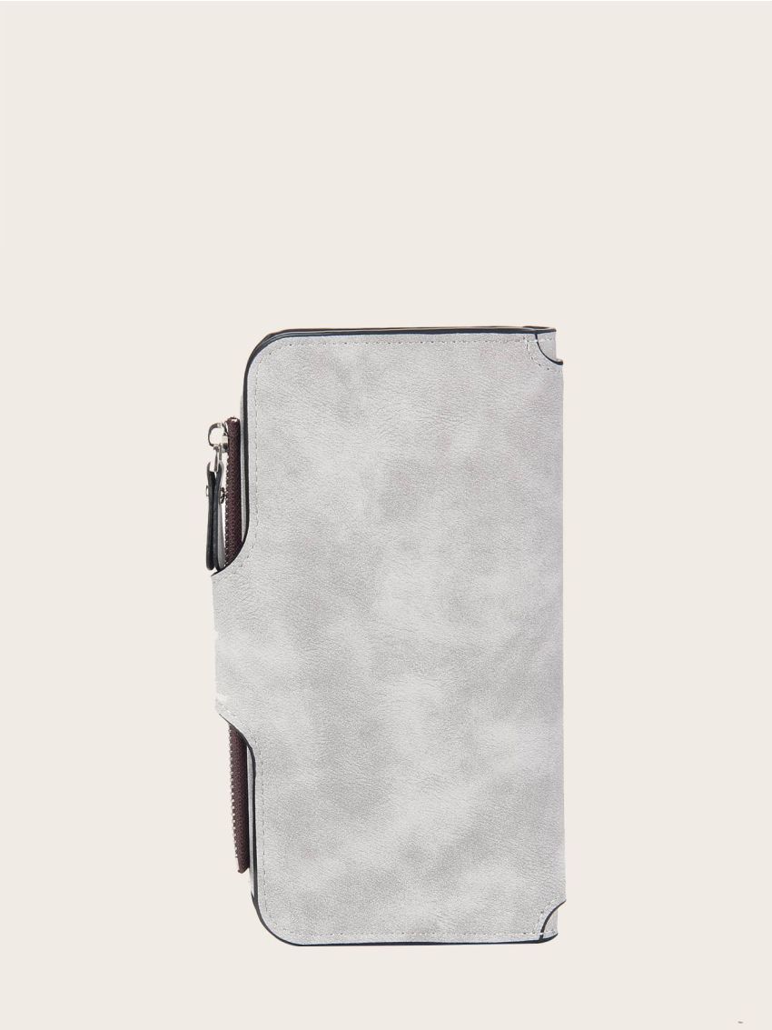 Letter Graphic Snap Button Long Wallet